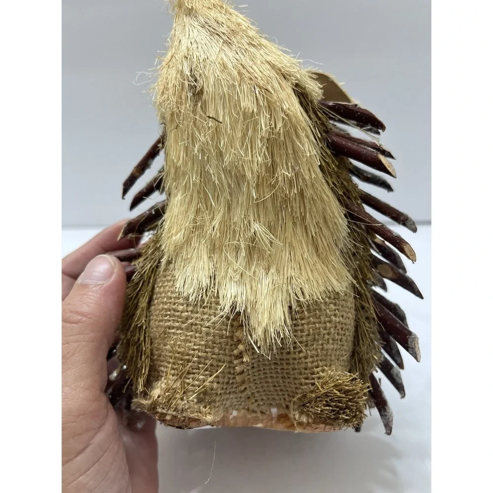 Vintage Pier One Woodland Hedgehog Figure Straw Twigs 5.5x7
